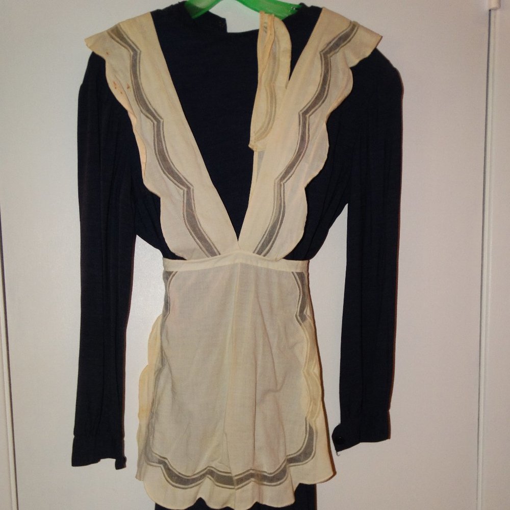 Vintage French Maid Linen Uniform Dress/Costume Galeria's Preciados Madrid Sz 46